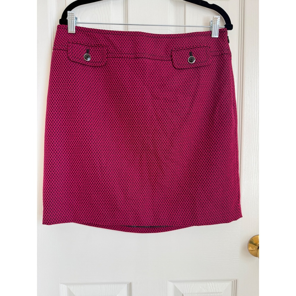 LOFT Petite Textured‎ A-Line Skirt Magenta Black Size 10 - Picture 4 of 8